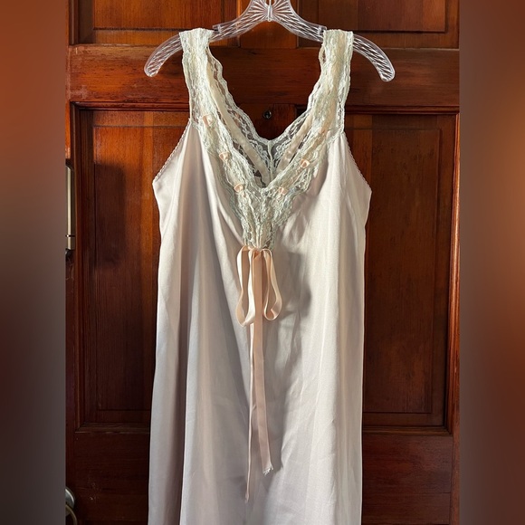 Vintage Alice Maloof Satin Nightgown Slip Dress – Pink Lace Trim Lingerie Medium - Picture 2 of 11